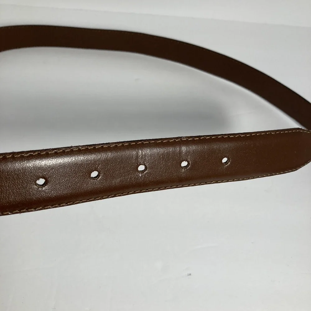 Claiborne Leather Belt Mens 42 Brown Gunmetal Buckle Handcrafted USA Classic‎